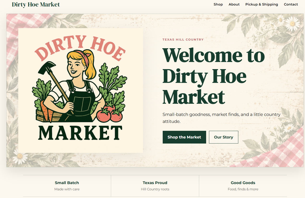 Dirty Hoe Market website