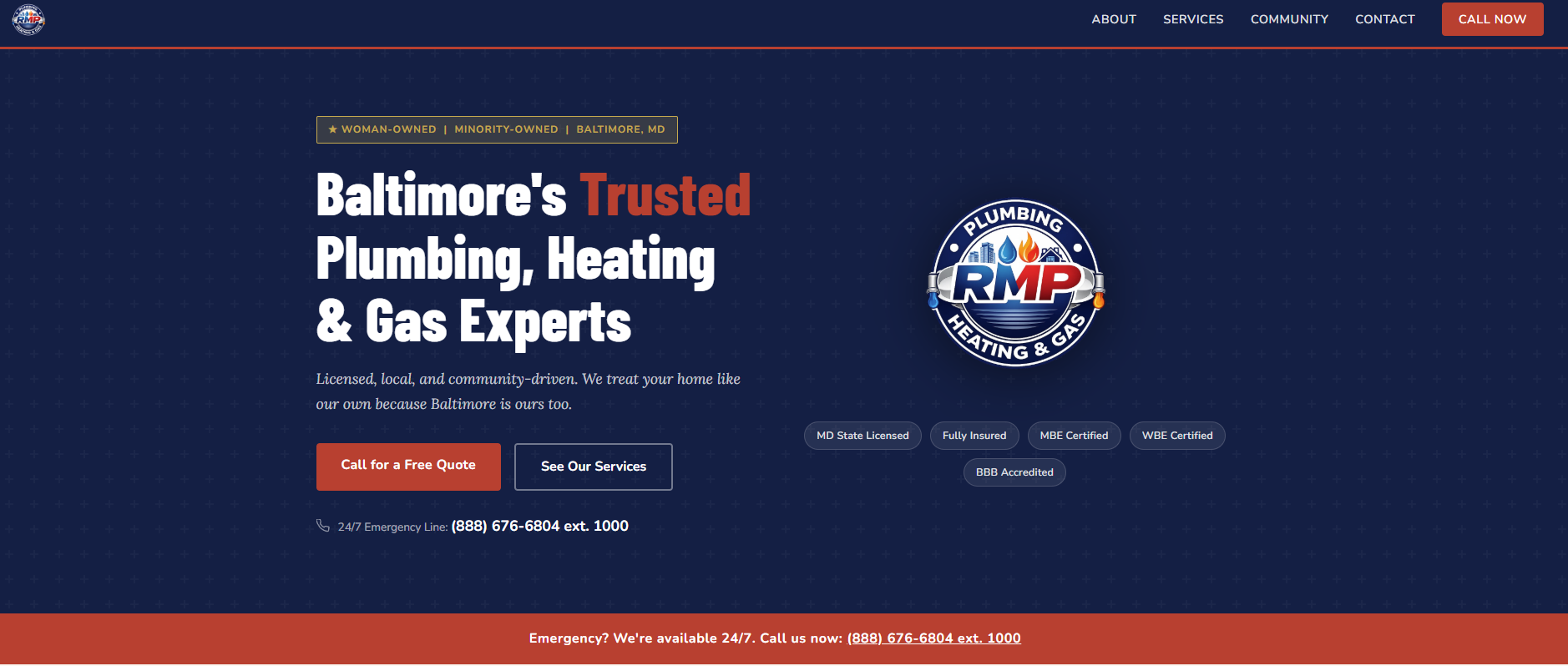 RMP Plumbing, Heating & Gas website